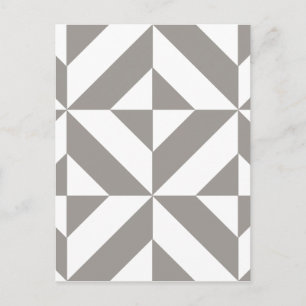 Postal Patrón de cubo de deco geométrico gris plateado