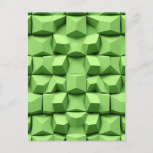 Postal Patrón de cubo geométrico 3D en verde salvia