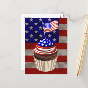 Postal Patrón de Cupcakes de Bandera de Estados Unidos