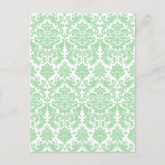 Postal Patrón de Damasco Celadon y Blanco Elegante