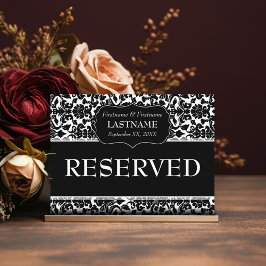 Postal Patrón de Damasco de Rótulo RESERVADO de tabla bod