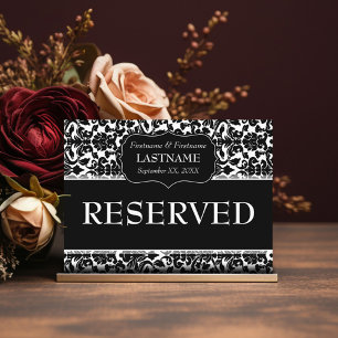 Postal Patrón de Damasco de Rótulo RESERVADO de tabla bod