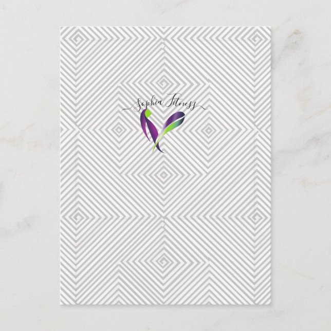 Postal Patrón de diamante geométrico gris blanco moderno  (Anverso)