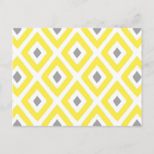 Postal Patrón de diamantes de iko gris amarillo