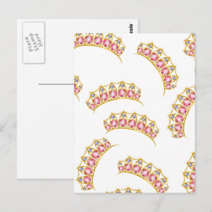 Postal patrón de dibujos animados de tiara de princesa