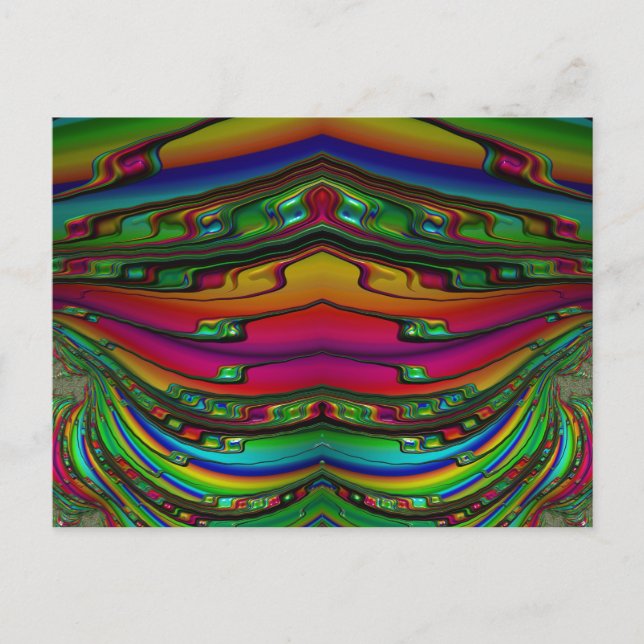 Postal ~ Patrón de diseño fractal 3D ~ Multicolor (Anverso)