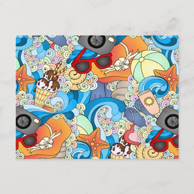 Postal Patrón de diversión de verano (Anverso)