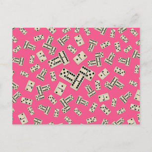 Postal Patrón de dominó rosa divertido