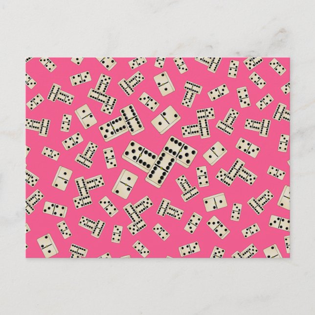 Postal Patrón de dominó rosa divertido (Anverso)