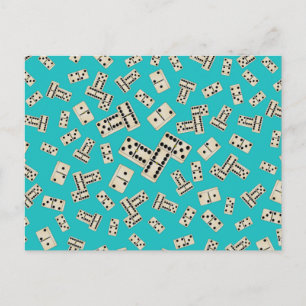 Postal Patrón de dominó turquesa divertida