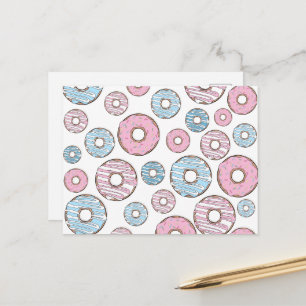 Postal Patrón De Donuts, Donuts Rosados, Donuts Azules