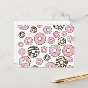 Postal Patrón De Donuts, Donuts Rosados, Donuts Blancos