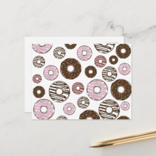 Postal Patrón De Donuts, Donuts Rosados, Donuts Marrones