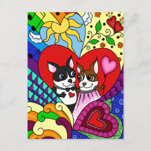 Postal Patrón de Doodle de Boston Terrier Personalizable