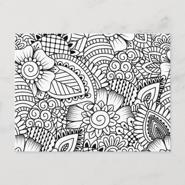 Postal Patrón de Doodle Floral (Anverso)