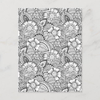 Postal Patrón de Doodle Floral