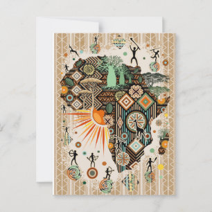 Postal Patrón de elementos tribales decorativos del mapa