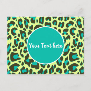 Postal Patrón de estampado de leopardo círculo amarillo t