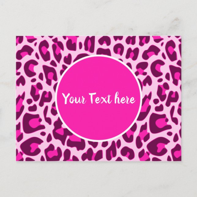 Postal Patrón de estampado de leopardo círculo rosa brill (Anverso)