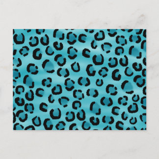 Postal Patrón de estampado de leopardo verde azulado.