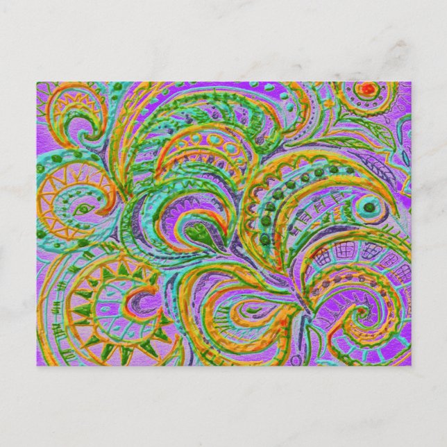 Postal Patrón de fantasía de arte folclórico (Anverso)