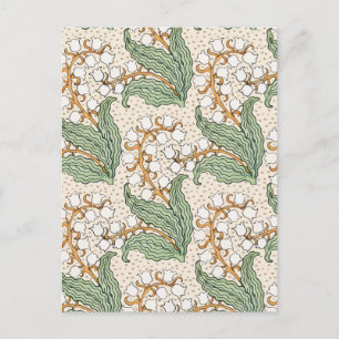 Postal Patrón de flor de lirio de los valles art nouveau