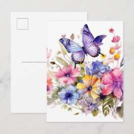 Postal Patrón de flor de mariposa