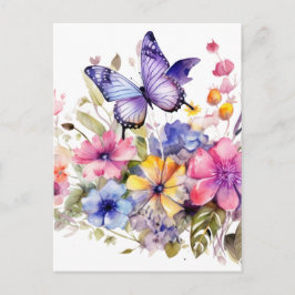 Postal Patrón de flor de mariposa