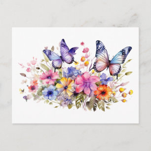 Postal Patrón de flor de mariposa