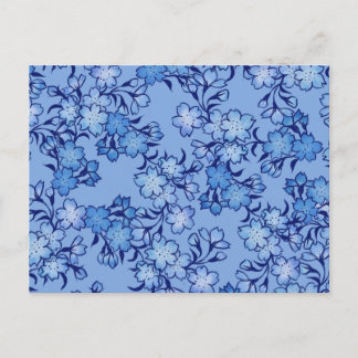 Postal Patrón de flor de primavera azul del bebé vintage