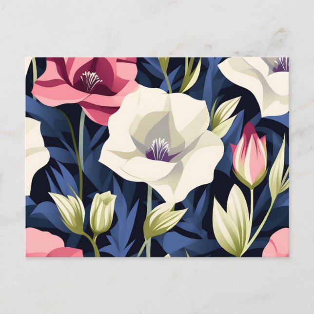 Postal Patrón de flor geométrico moderno (Anverso)