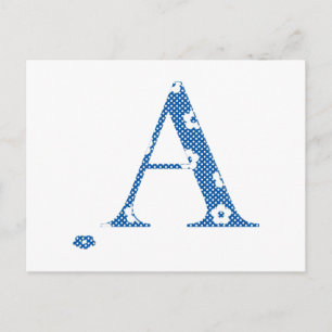 Postal Patrón de Flor Letra A(azul)