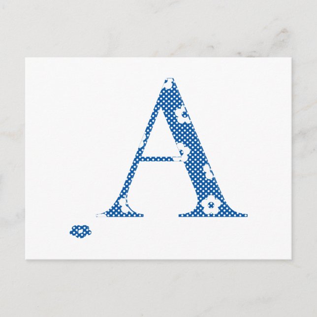 Postal Patrón de Flor Letra A(azul) (Anverso)