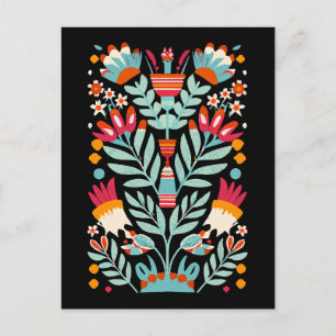 Postal Patrón de Flor Otomi Arte Floral Mexicano