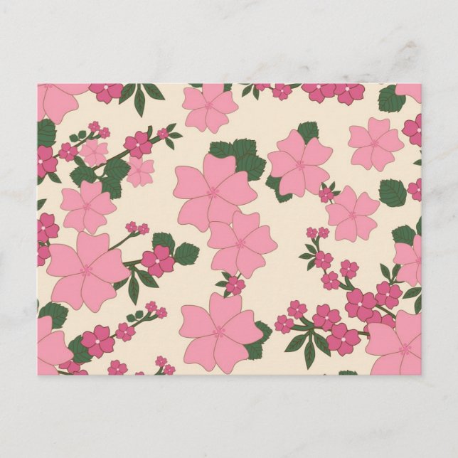 Postal Patrón de Flor Rosa Bonito (Anverso)
