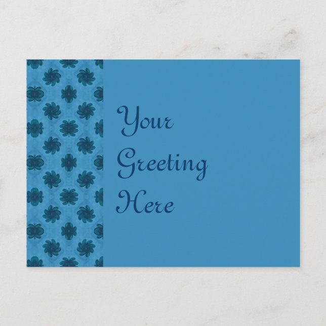 Postal Patrón de flor Verde azulada turquesa (Anverso)