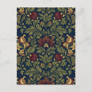 Postal Patrón de flores de granada naval William Morris
