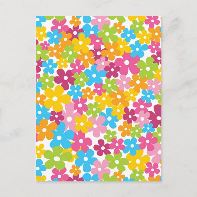 Postal Patrón de flores de primavera de niñera (Anverso)