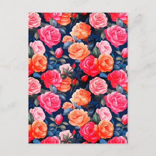Postal Patrón de flores florecientes para rosas-80037