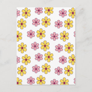 Postal Patrón de flores grandes y pequeñas