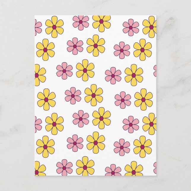 Postal Patrón de flores grandes y pequeñas (Anverso)