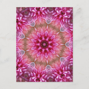 Postal Patrón de flores rosadas de Mandala geométrica-675