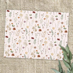 Postal Patrón de flores silvestres florales bonitas acuar