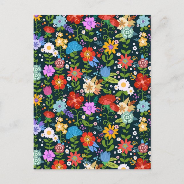 Postal Patrón de flores sin soldadura Ditsy-13554 (Anverso)