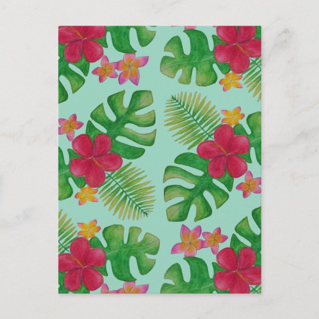 Postal Patrón de flores tropicales (Anverso)