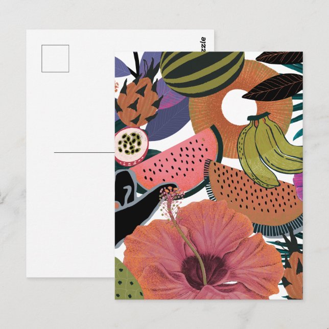 Postal Patrón de flores tropicales (Anverso / Reverso)