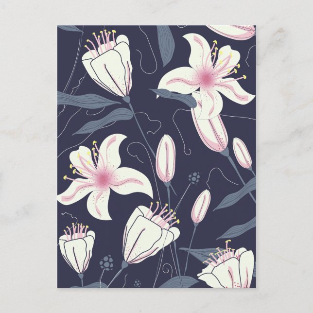 Postal patrón de Flores Vintage (Anverso)