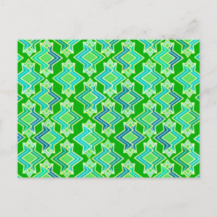 Postal Patrón de fondo Art Deco, verde jade