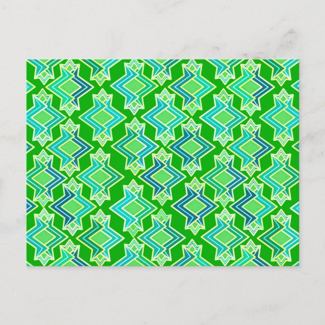 Postal Patrón de fondo Art Deco, verde jade (Anverso)