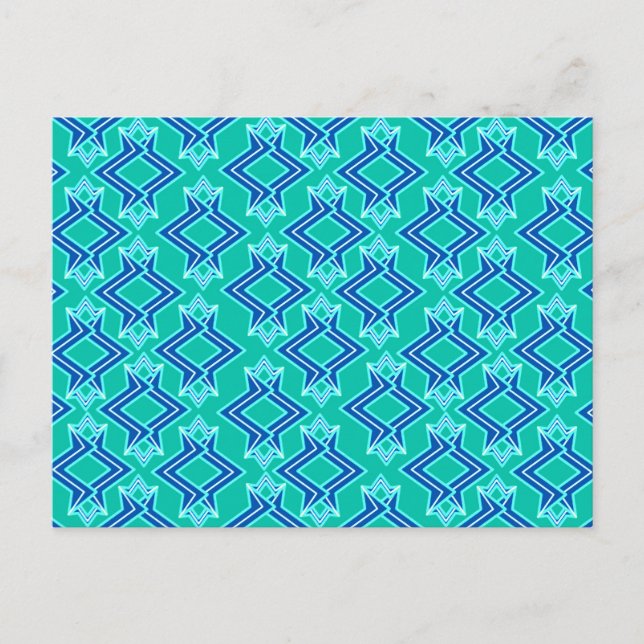 Postal Patrón de fondo de escritorio Art Déco, turquesa y (Anverso)